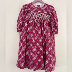 Strasburg Pink Plaid Smocked Dress Tie Bow in Back Size 24 months